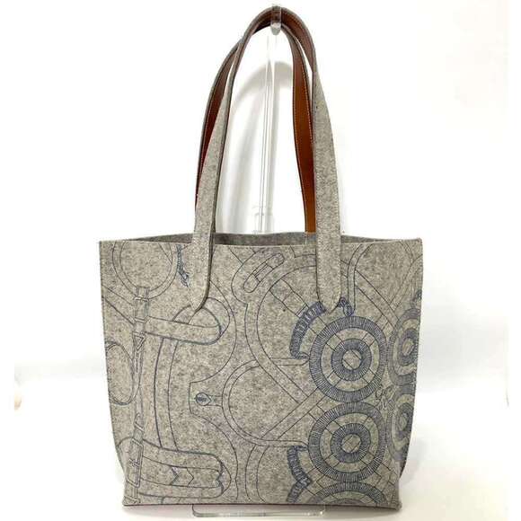 HERMES Gray Leather Tote Bag - Picture 1 of 6
